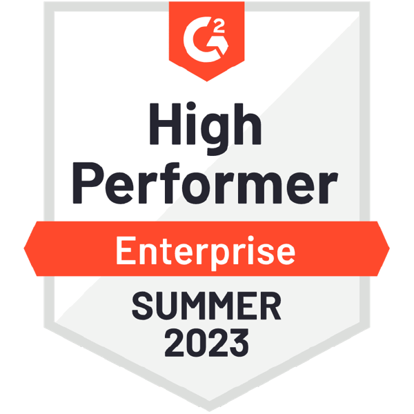 G2 Badge: High Performer Enterprise Summer 2023