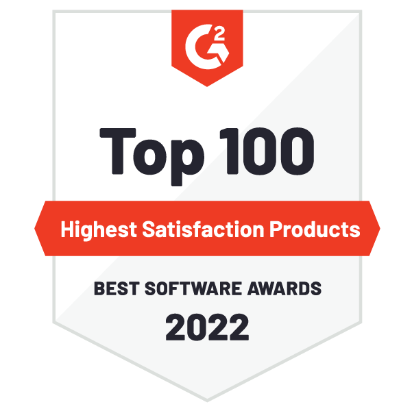G2 Badge: Top 100 Best Software Awards 2022
