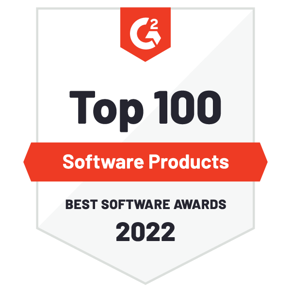 G2 Badge: Top 100 Software Prodcuts (Best Software Awards) 2022