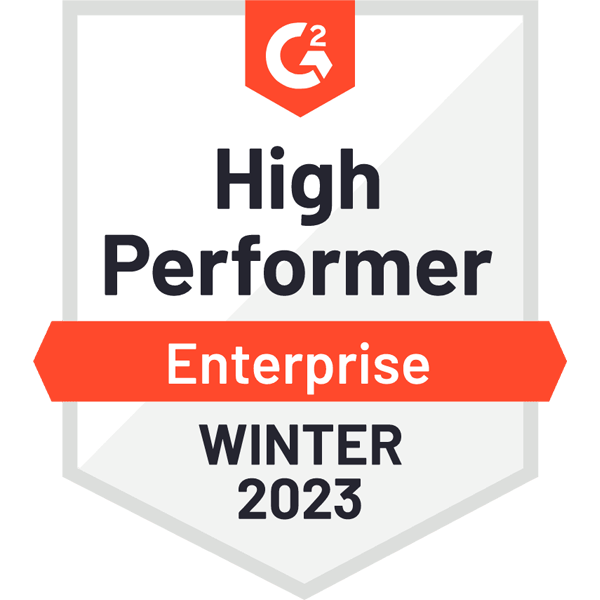 G2 Badge: High Performer Enterprise Winter 2023