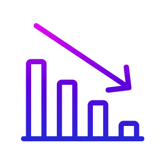 Icon showing a decreasing bar chart