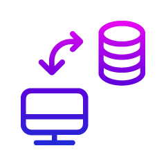 Icon of a computer and data silo