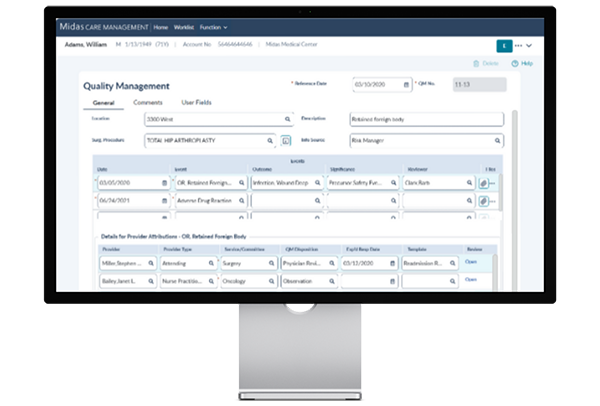 Care Mgmt – Quality Event Mgmt Desktop